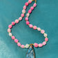 Pink Stone Necklace with Blue Pendant