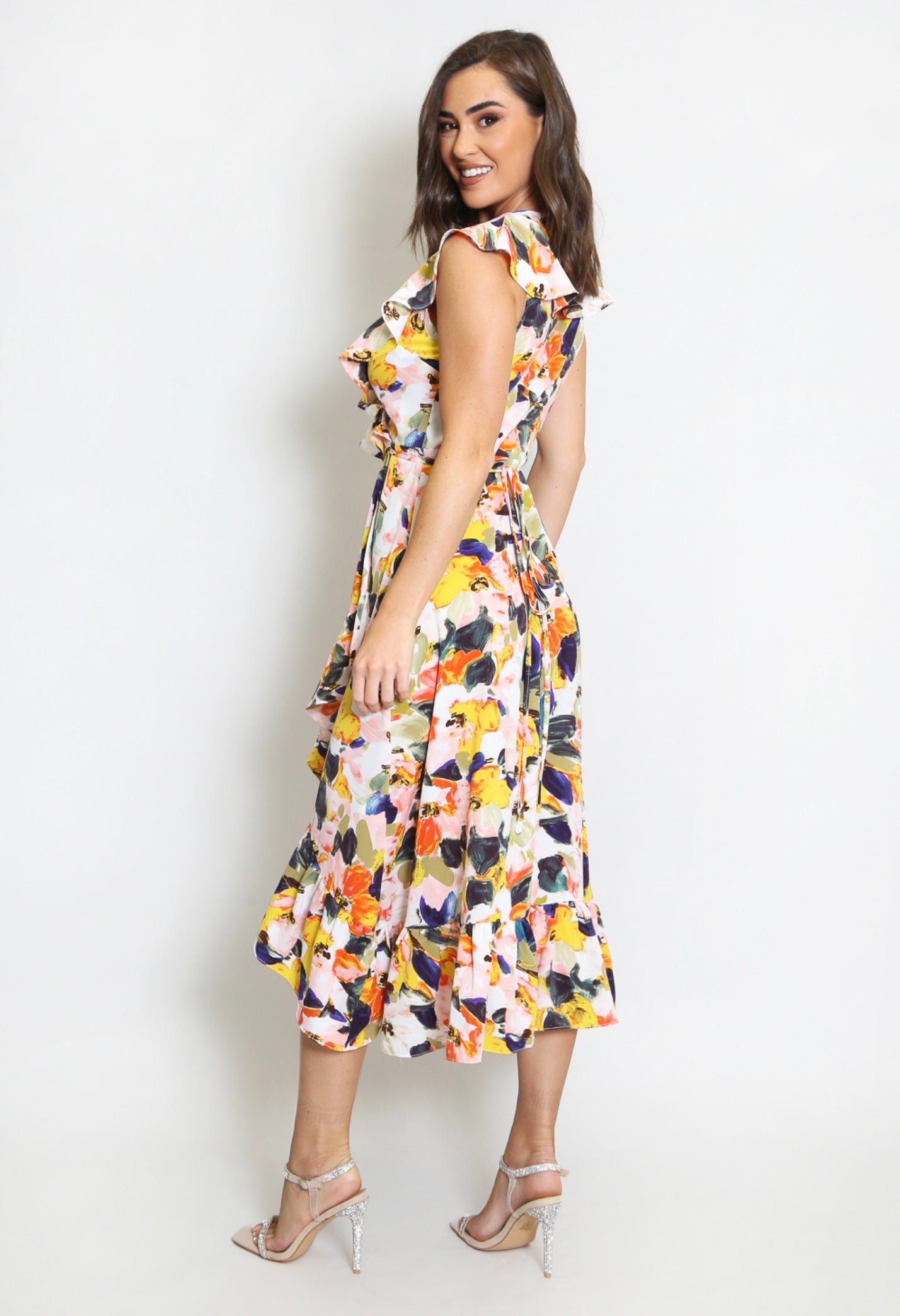 Vera & Lucy Large Floral Print Wrap Dress