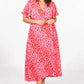 Sarta - Leopard and Star Print Short Sleeve Maxi Wrap Dress in Pink