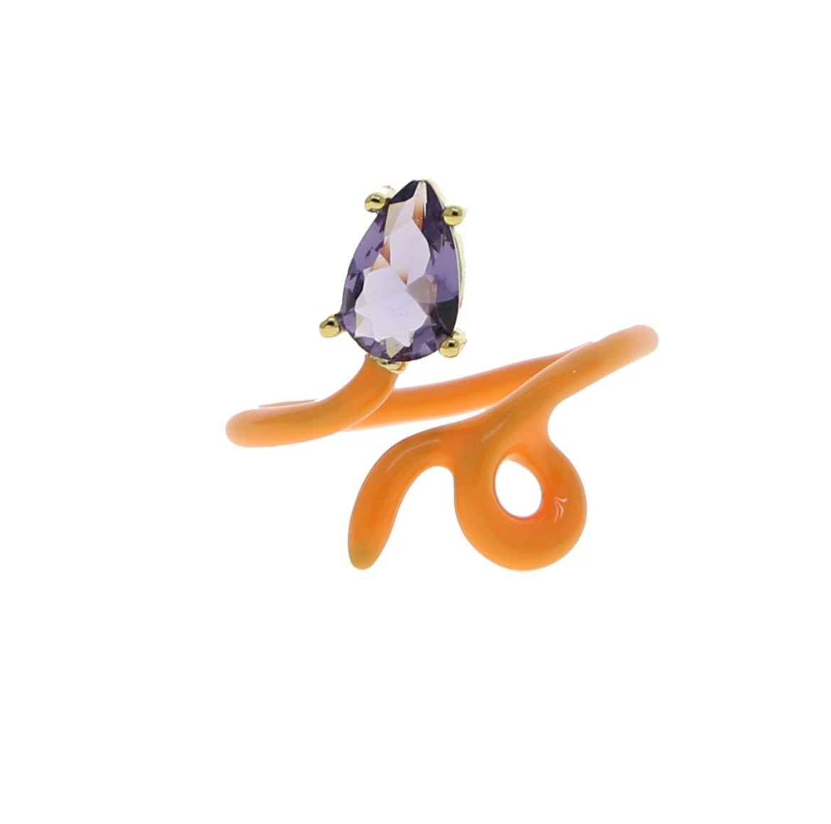 CZ Enamel Irregular Squiggle Ring