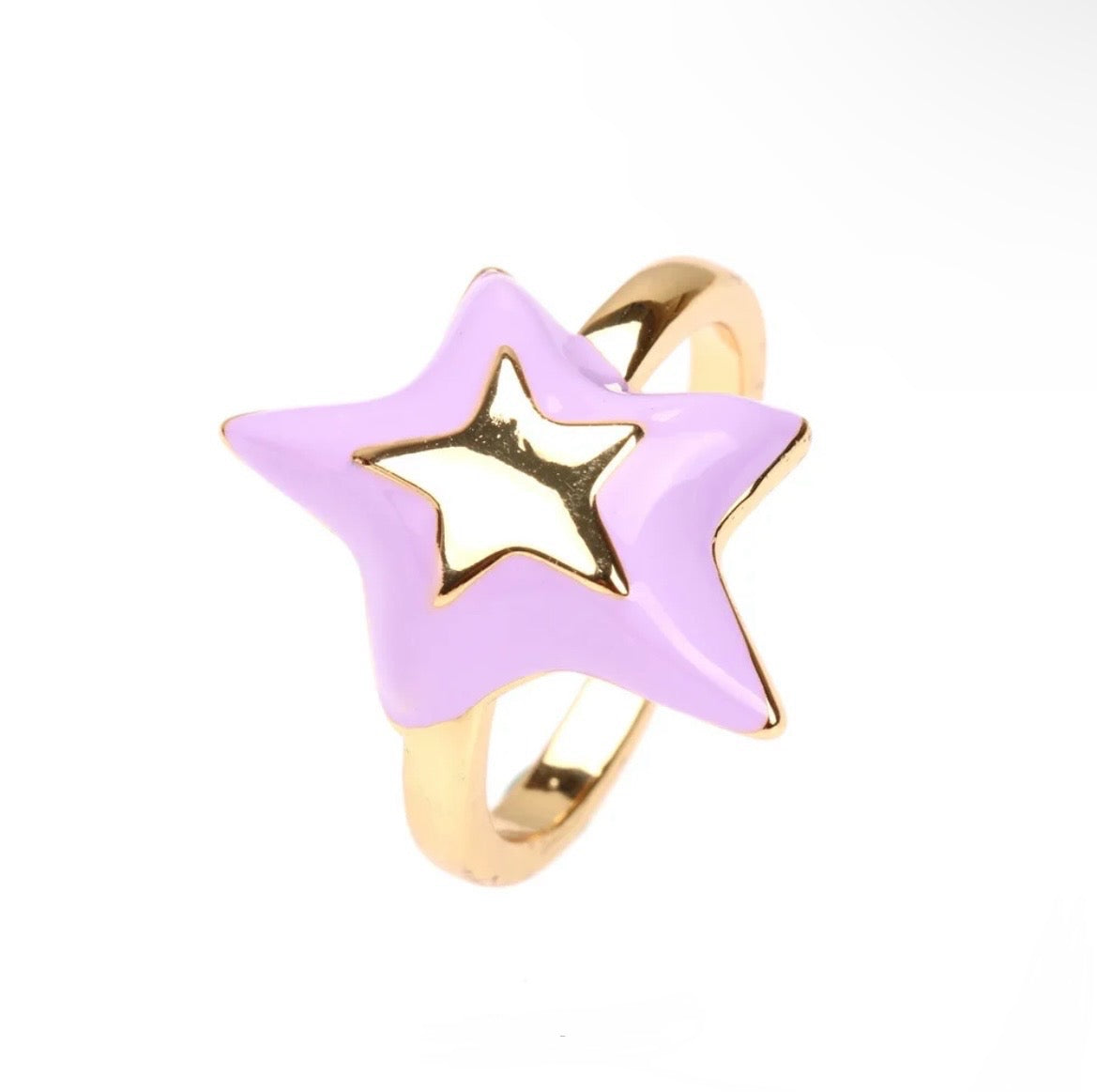 Bright Star 18k Gold Plated Colourful Enamel Ring