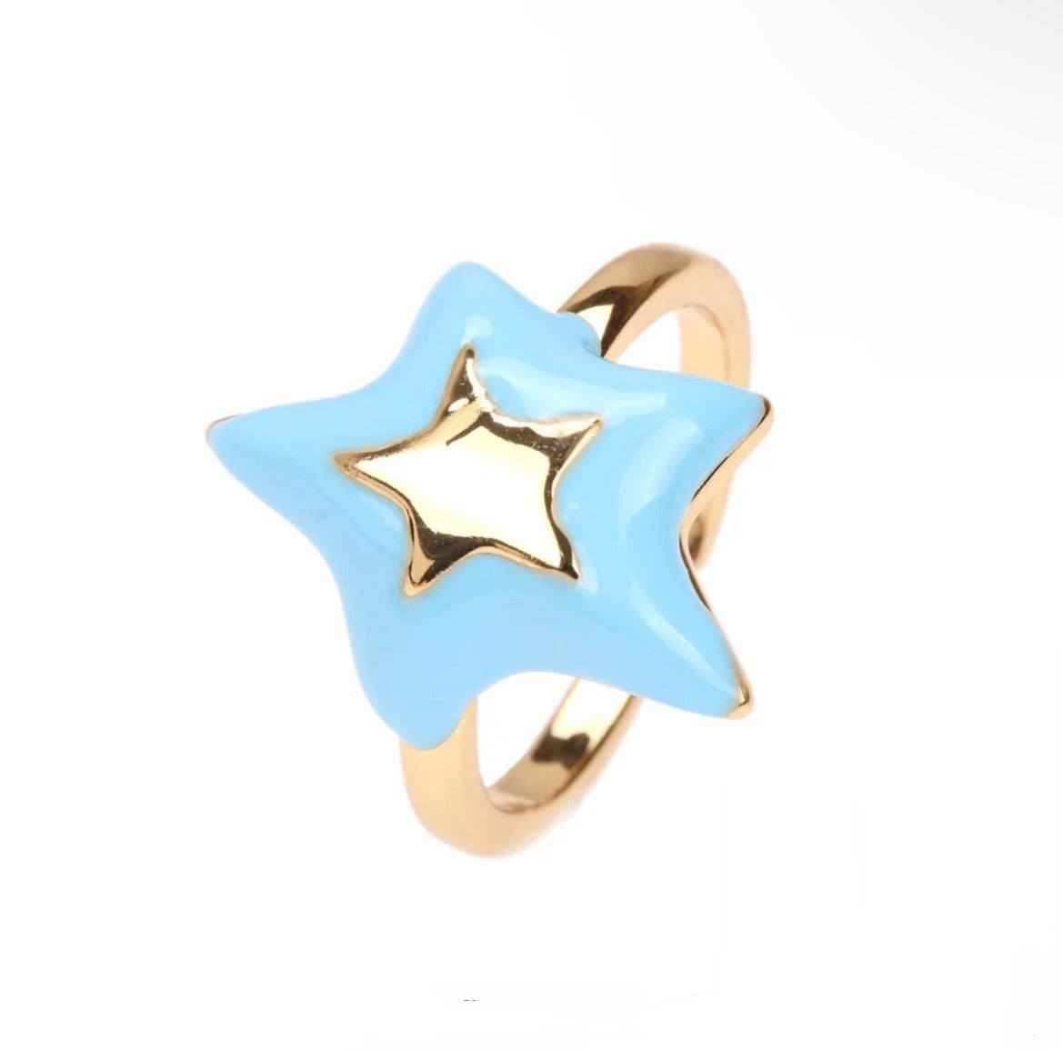 Bright Star 18k Gold Plated Colourful Enamel Ring