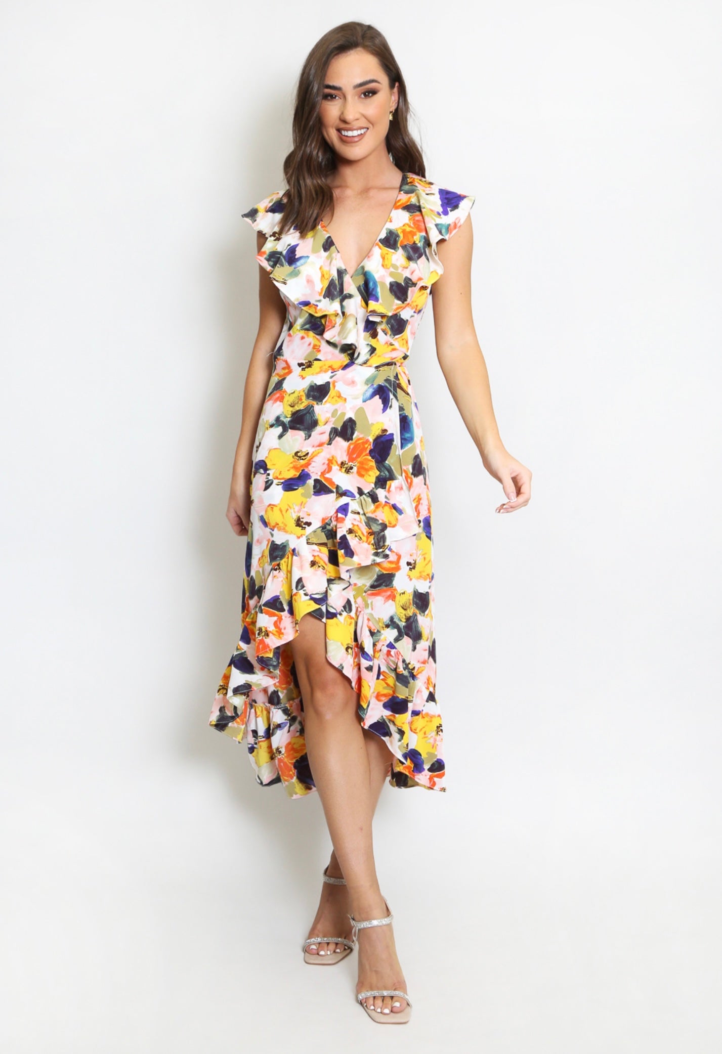 Vera & Lucy Large Floral Print Wrap Dress