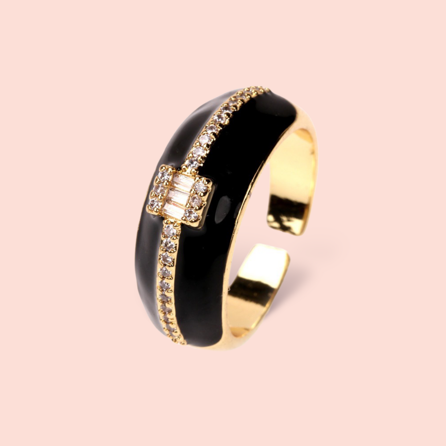 Enamel Coloured Ring With Diamanté