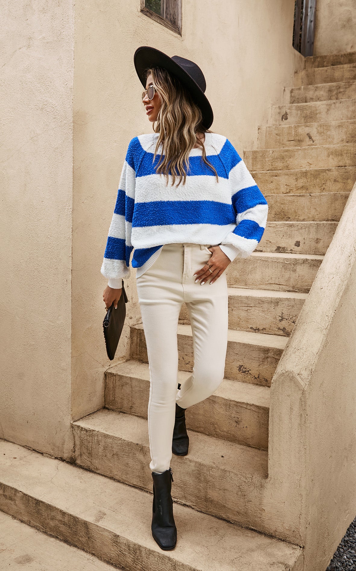 FS Collection Relaxed Knit Blue Stripe Jumper