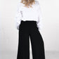 Sarta - Wide Leg Palazzo Pants With Shirred Waist in Black