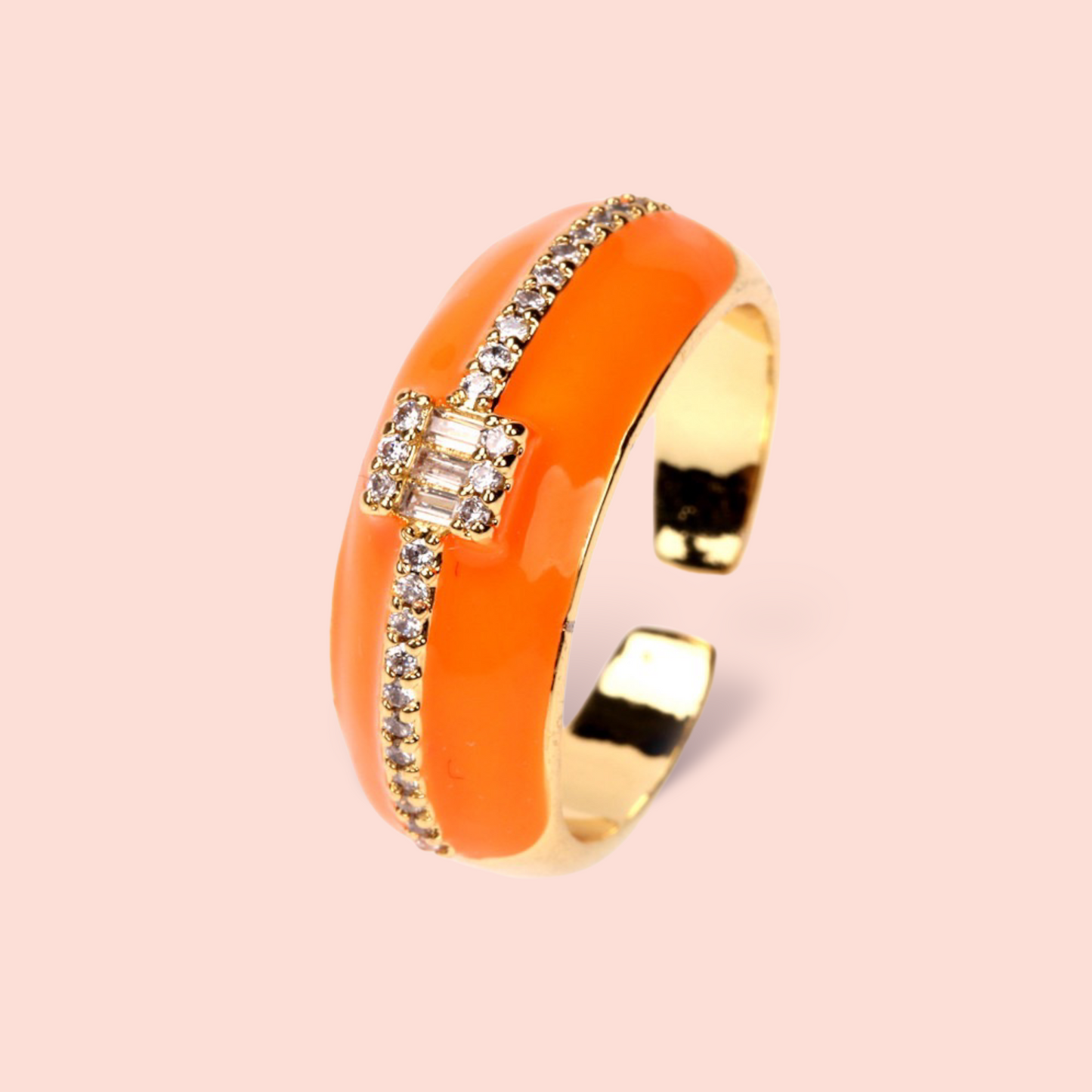 Enamel Coloured Ring With Diamanté