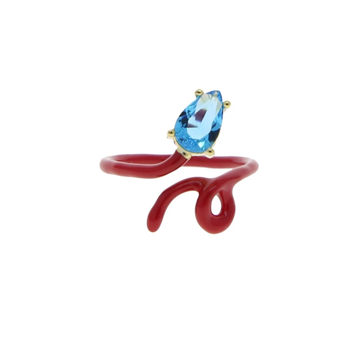 CZ Enamel Irregular Squiggle Ring