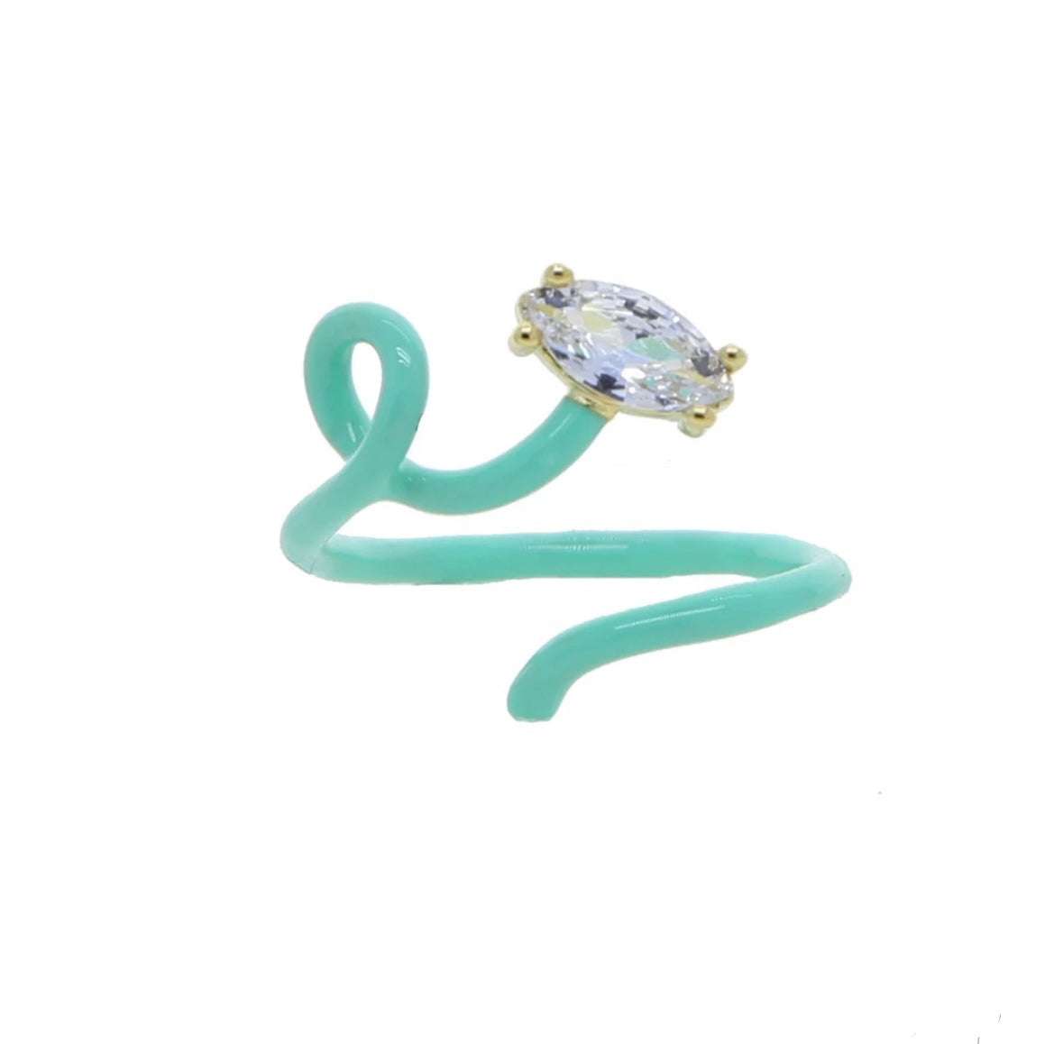 CZ Enamel Irregular Squiggle Ring