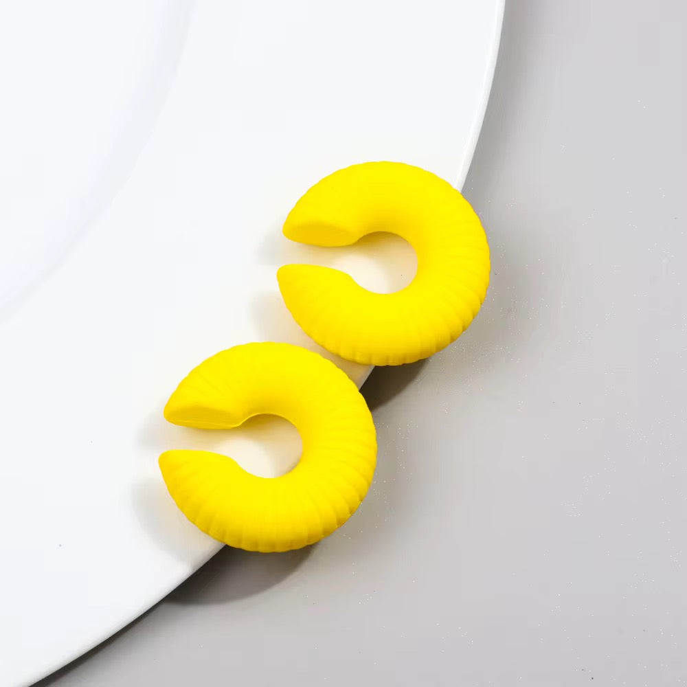 Bright Acrylic Clip On Hoop Earrings