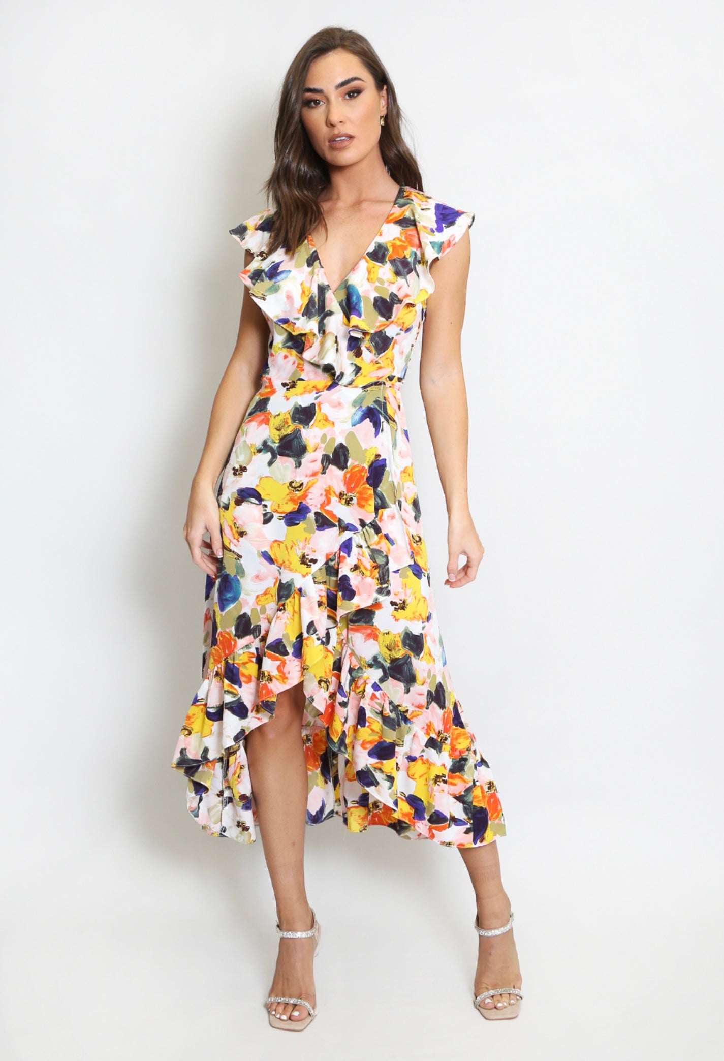 Vera & Lucy Large Floral Print Wrap Dress