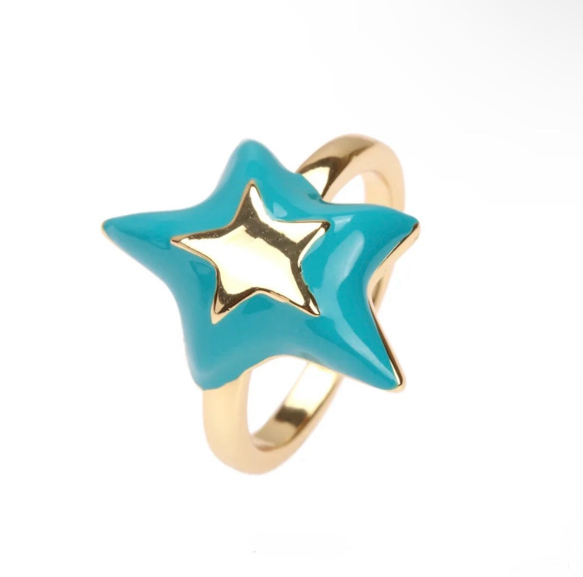 Bright Star 18k Gold Plated Colourful Enamel Ring