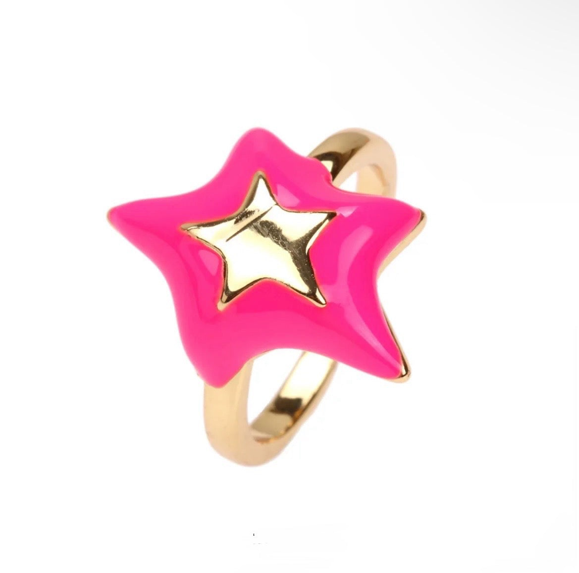 Bright Star 18k Gold Plated Colourful Enamel Ring