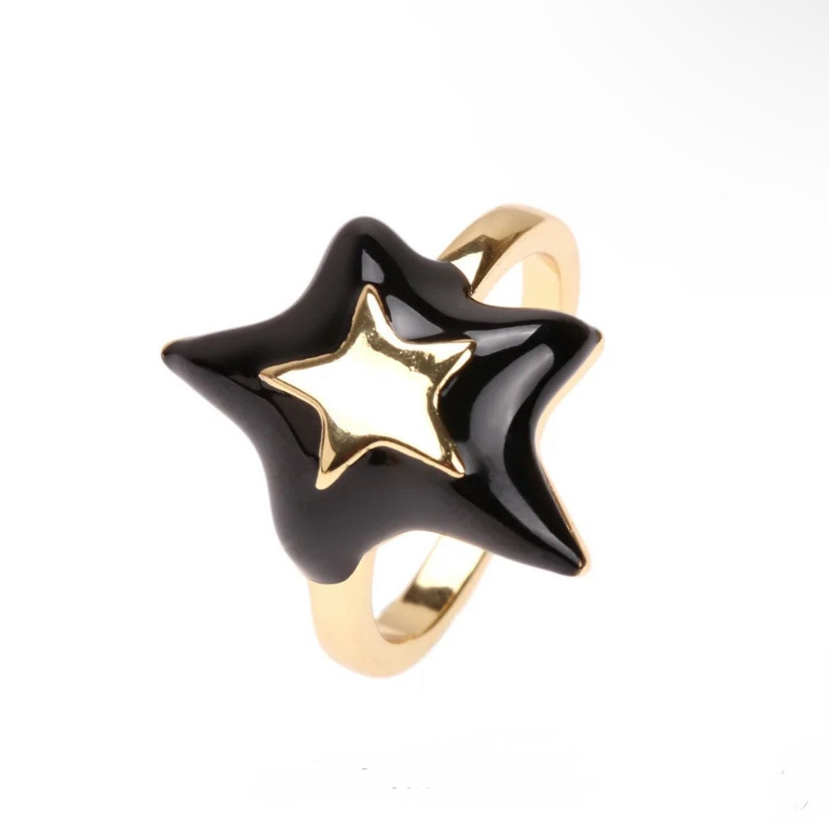 Bright Star 18k Gold Plated Colourful Enamel Ring