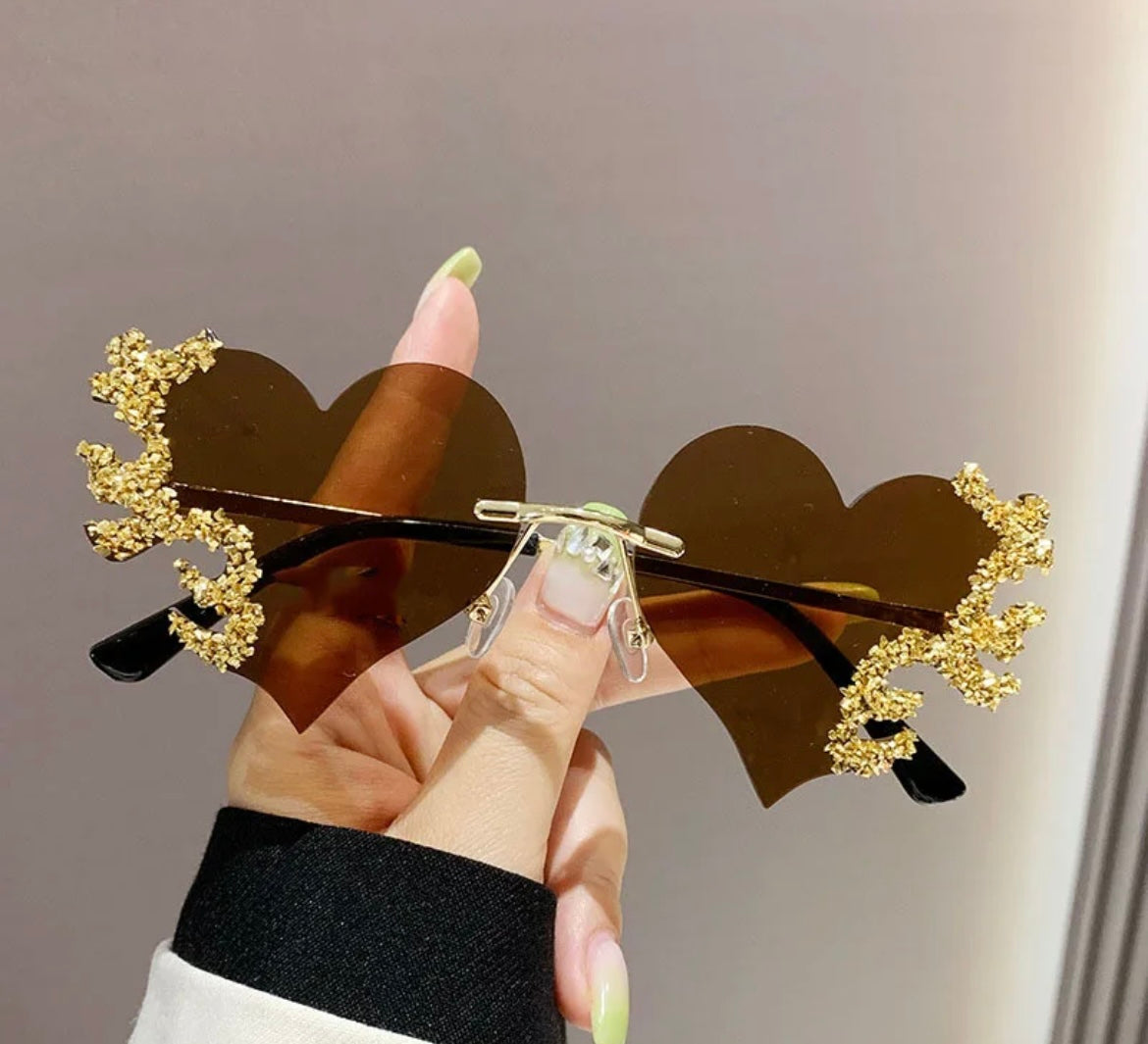 Diamanté Heart Flame Glasses