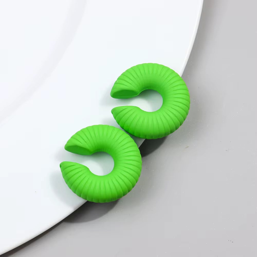 Bright Acrylic Clip On Hoop Earrings