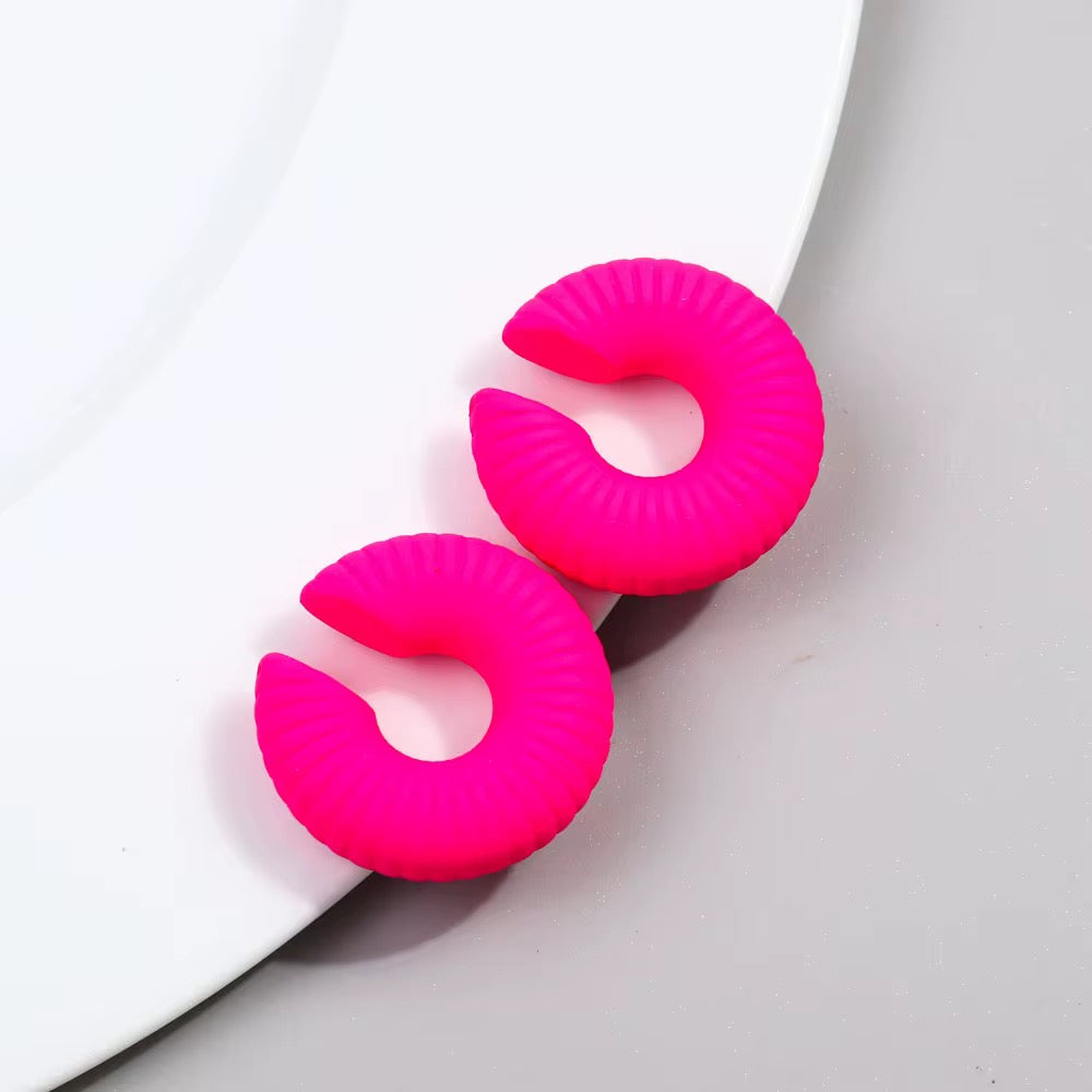 Bright Acrylic Clip On Hoop Earrings