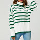 FS Collection Turtleneck Green Striped Jumper