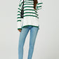 FS Collection Turtleneck Green Striped Jumper