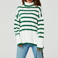 FS Collection Turtleneck Green Striped Jumper