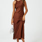 FS Collection Slim Fit Satin Midi Dress