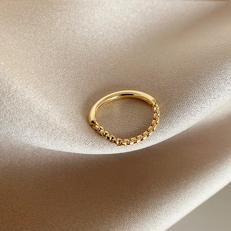 Gold Half Band & Chain Ring