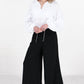 Sarta - Wide Leg Palazzo Pants With Shirred Waist in Black