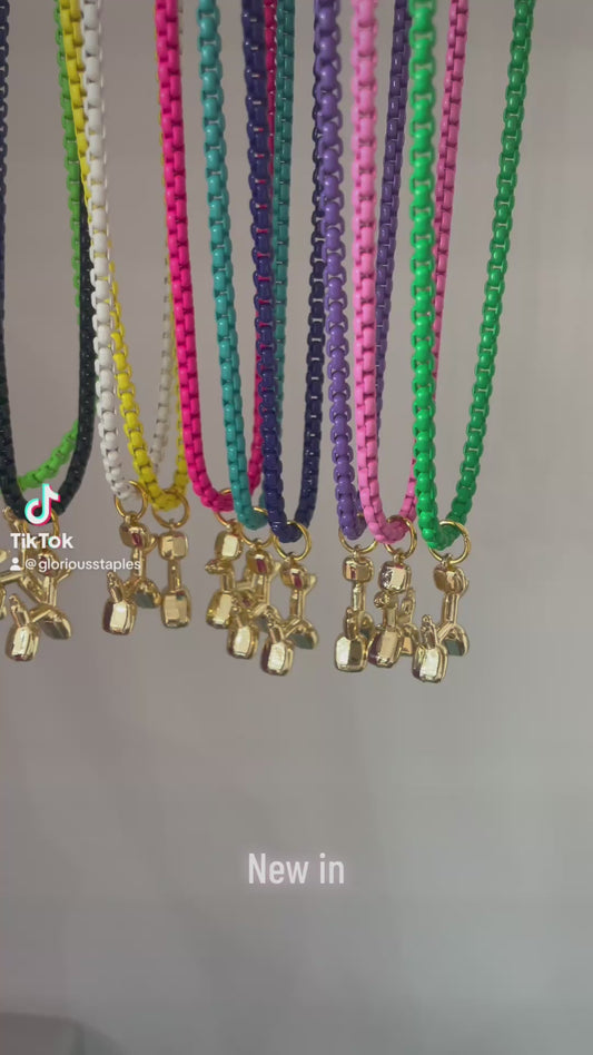 Balloon Dog Coloured Enamel Necklace