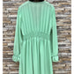 Elle Style Deep V Button Detail Teal Dress