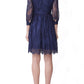 Smart and Joy Navy Blue Lace Skater Dress