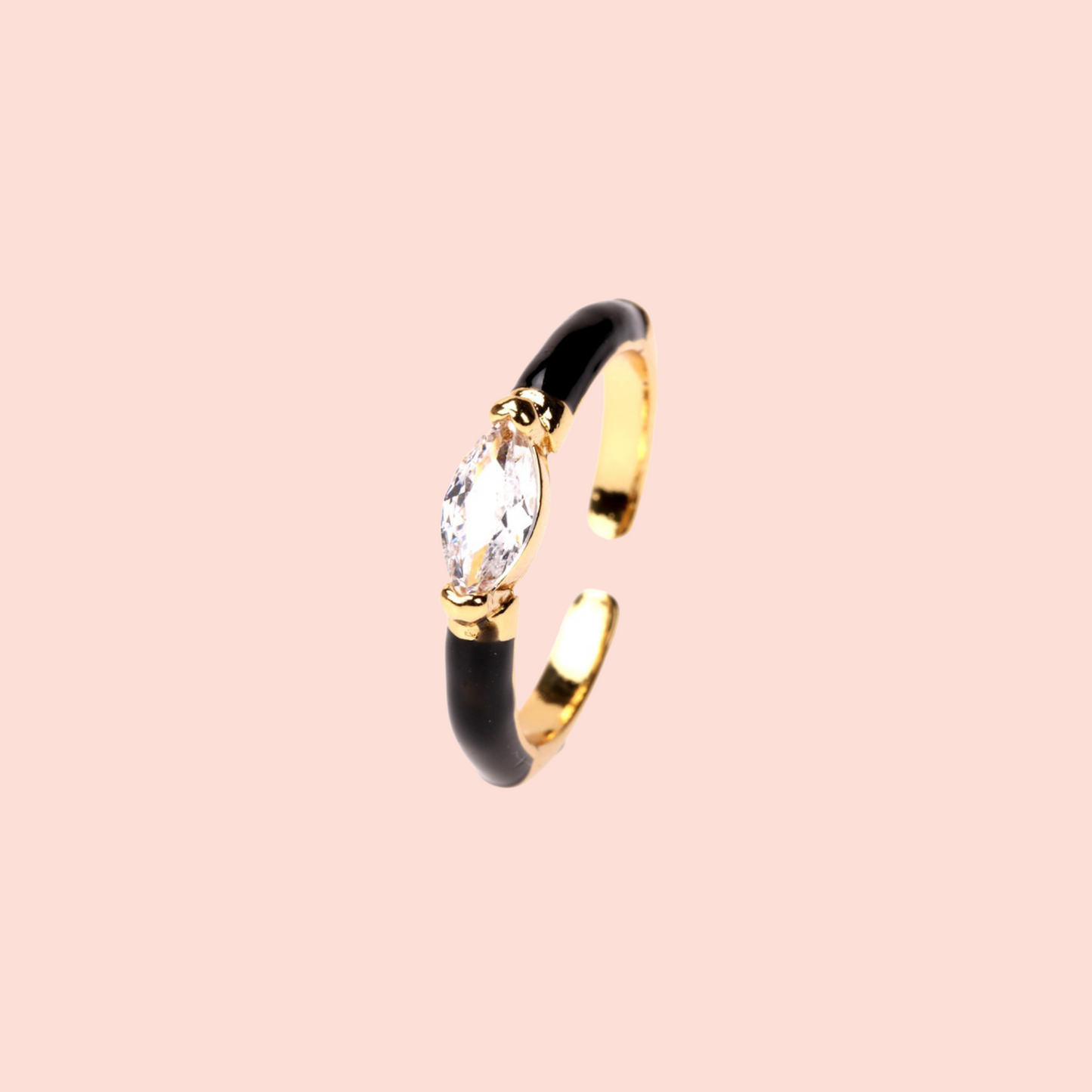 Gold Plated Marquise CZ Enamelled Resizeable Ring