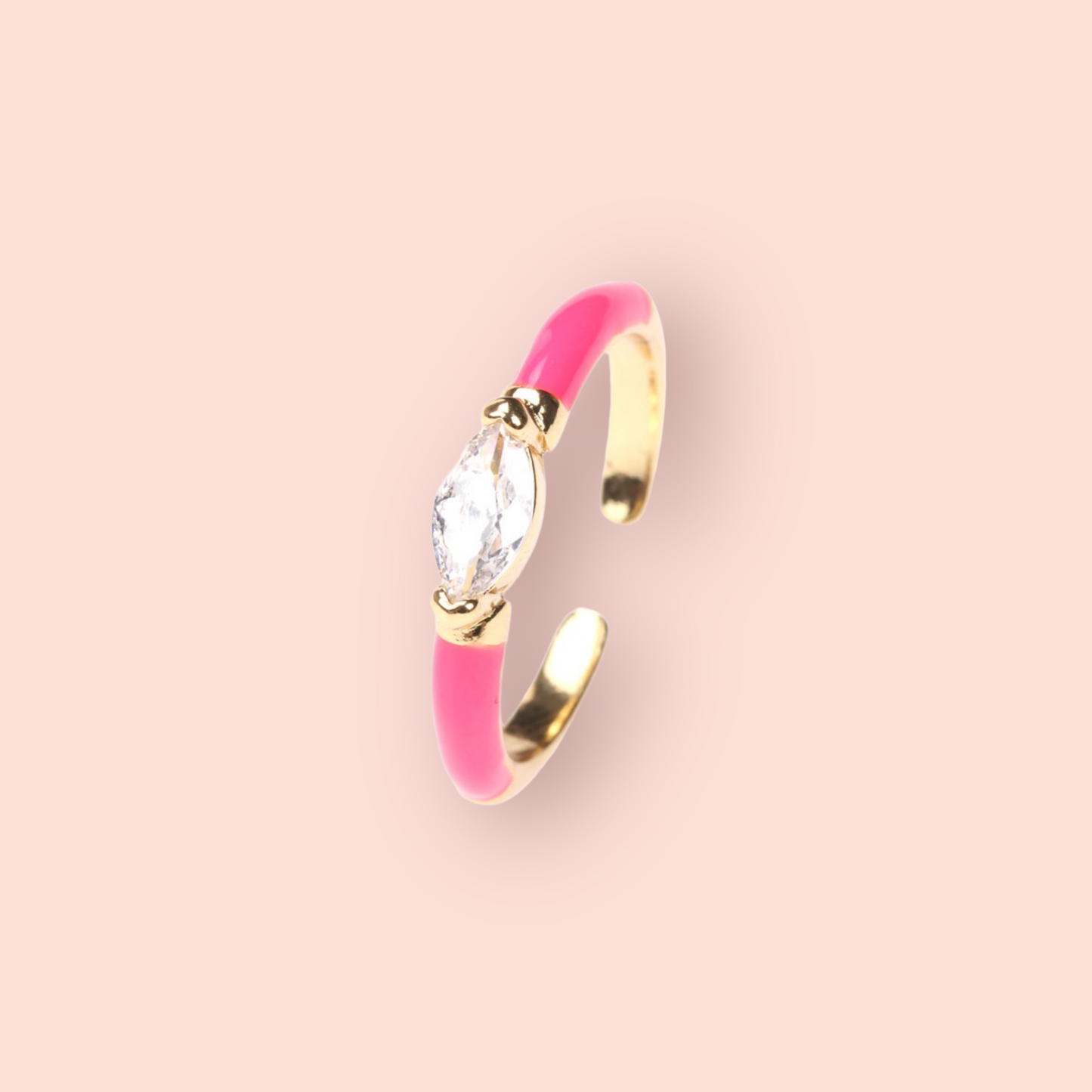 Gold Plated Marquise CZ Enamelled Resizeable Ring