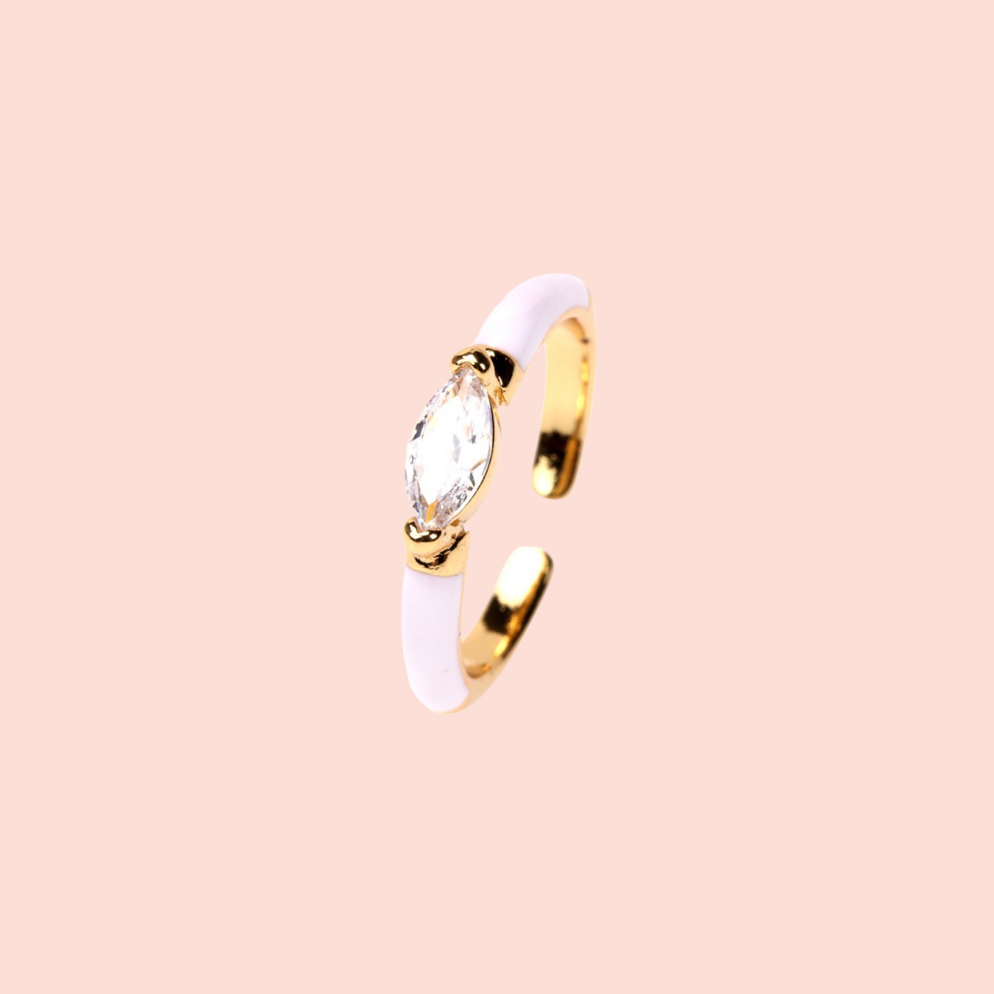 Gold Plated Marquise CZ Enamelled Resizeable Ring