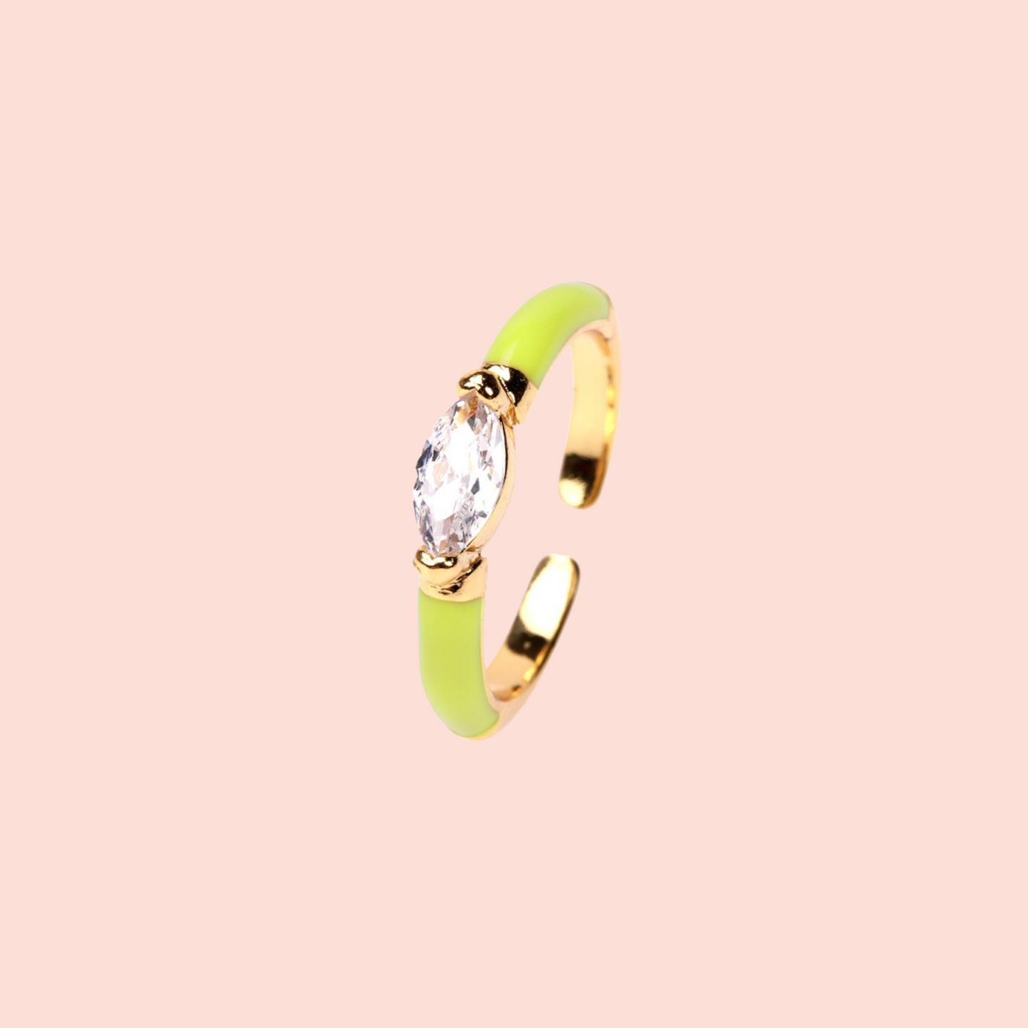 Gold Plated Marquise CZ Enamelled Resizeable Ring