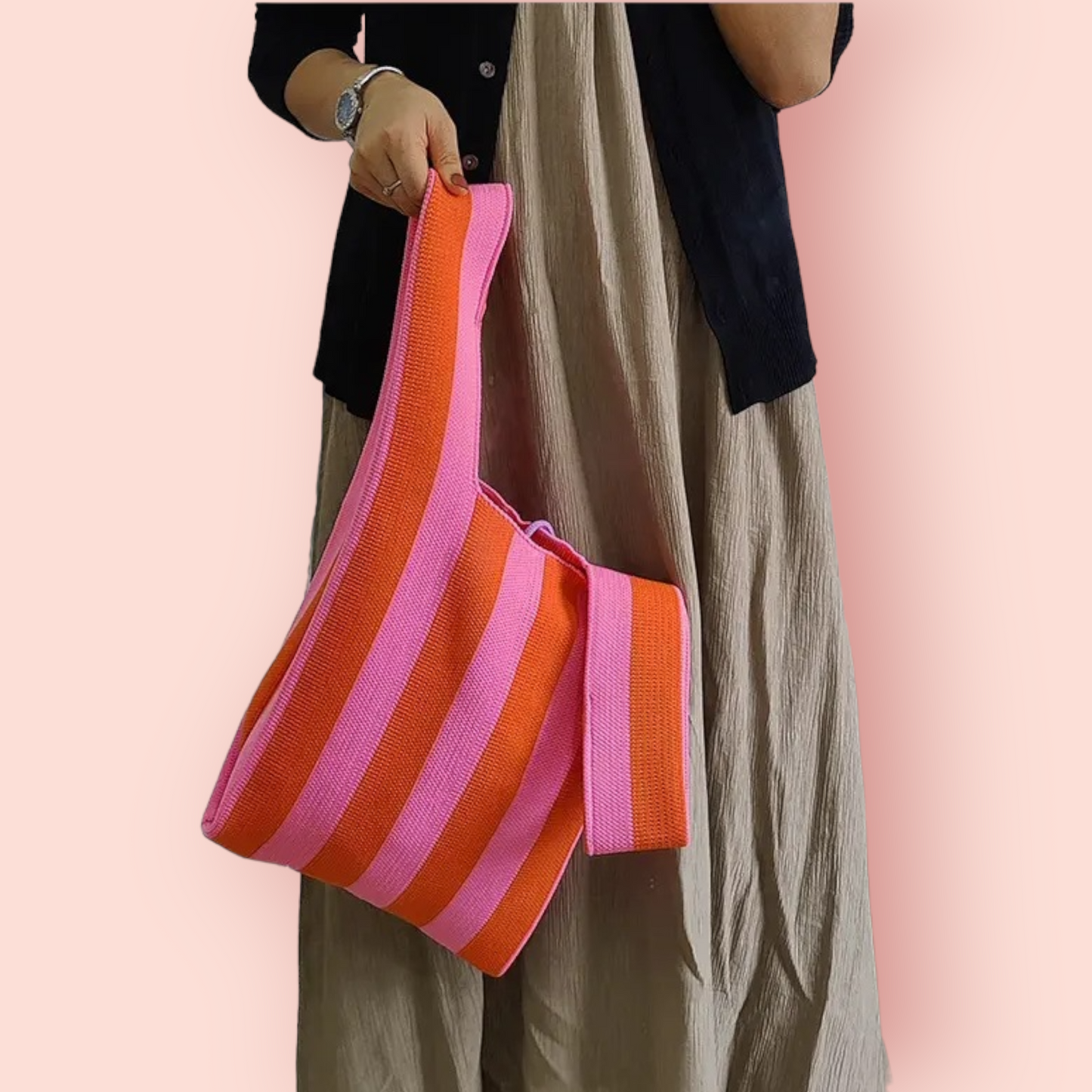 Striped Knitted Tote Bags