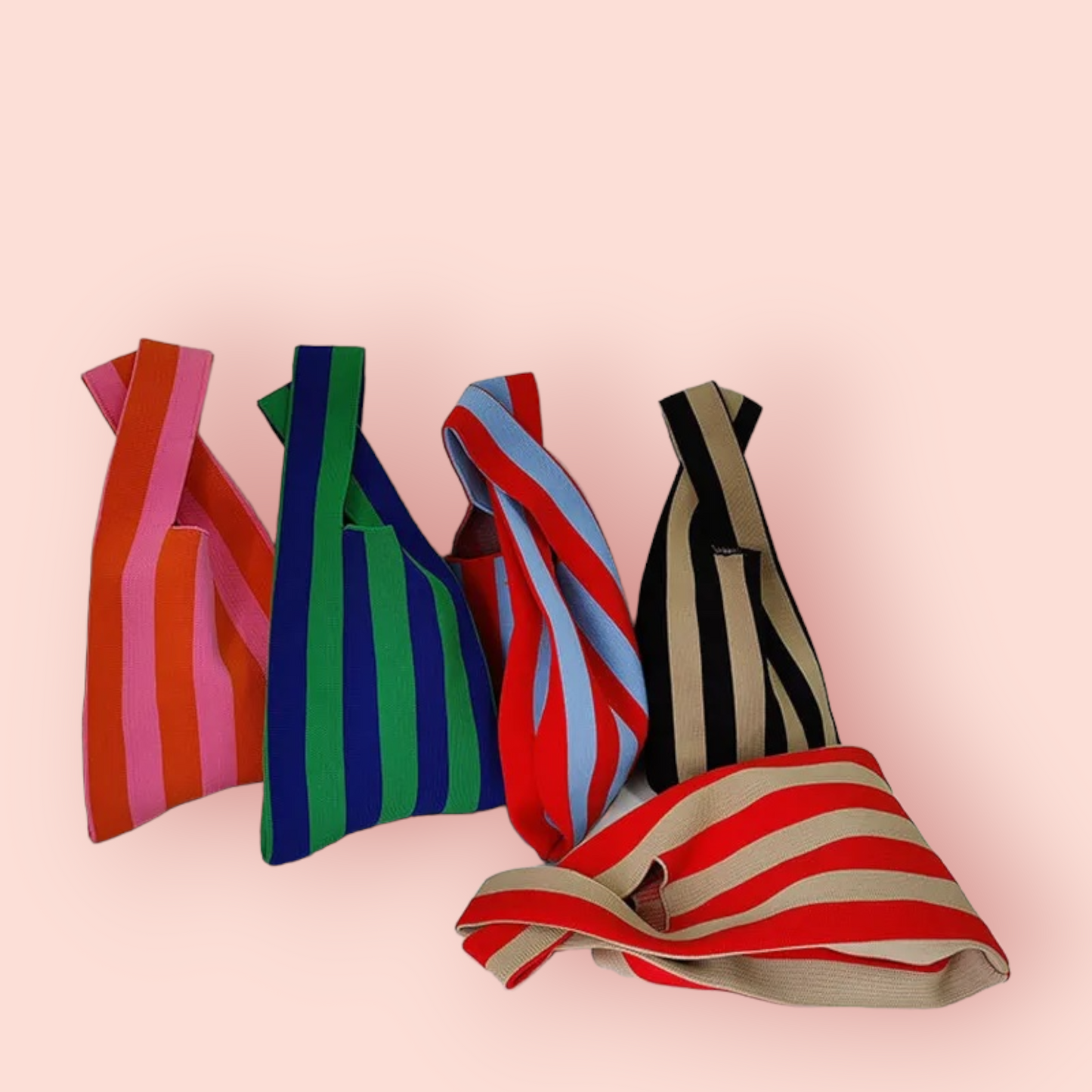 Striped Knitted Tote Bags