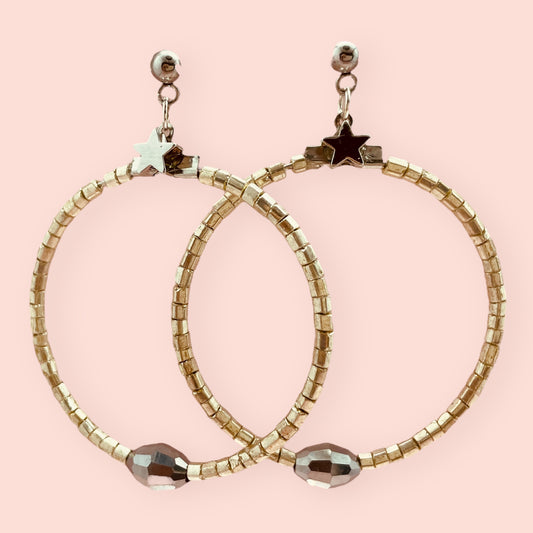 Hex Silver Hoops